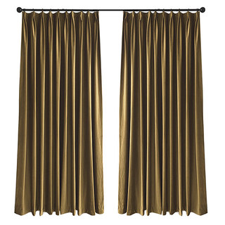 Fine Mustard Yellow Gold Velvet Curtain Drapes 4