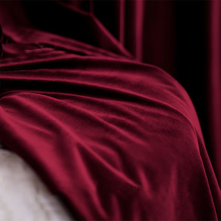 Premium Roses and Wine Burgundy Red Velvet Curtain Drapes 9