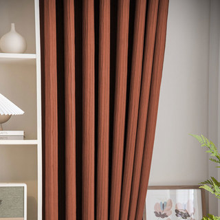 The Crush Terracotta Burnt Orange Rust Red Crushed Striped Blackout Curtain 3