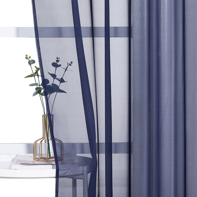 Laguna Outdoor Waterproof Navy Blue Sheer Curtain 1