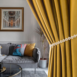 Luxury Metallic Gold Velvet Curtain Drapes 2