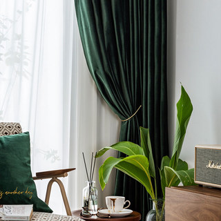 Premium Deep Forest Emerald Green Velvet Curtain Drapes 2