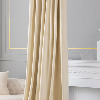 Scandinavian Basketweave Cream Off White Embossed Velvet Blackout Curtains 1