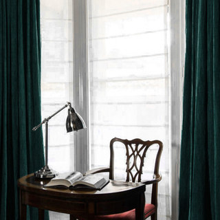 Exquisite Matte Luxury Teal Green Chenille Curtains 3