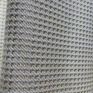 Gilded Houndstooth Ivory White Geometric Chenille Curtain with Gold Glitters