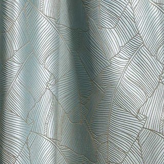 Banana Leaves Luxury 3D Jacquard Duck Egg Blue Curtain Drapes 6