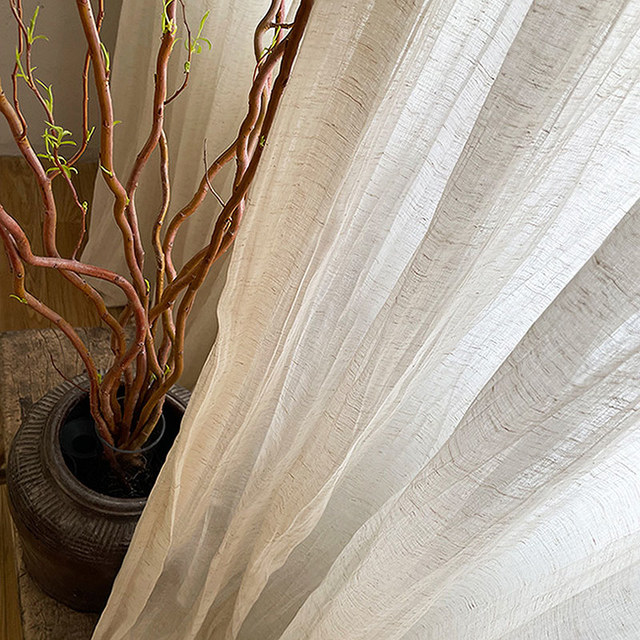 Love Crush Linen Style Crinkle Sheer Curtain 1