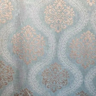 Legacy Luxury Chenille Damask Light Brown & Duck Egg Blue Curtain