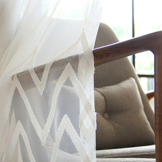 Wave Some Magic Ivory White Geometric Sheer Curtain 2