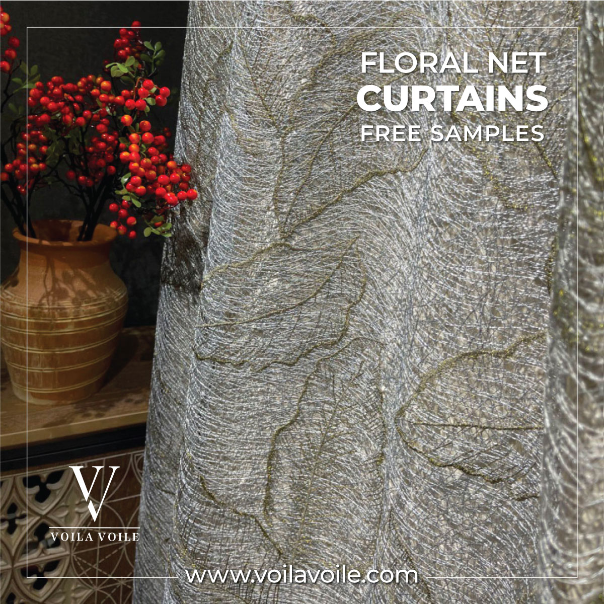 Floral Voile Curtains