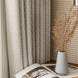 Elegante Art Deco Chevron Cream Champagne Curtain with Gold Details