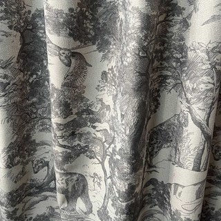 Forest Tale Toile de Jouy Bear Leopard Owl Gray Blackout Animal Chenille Curtains 3