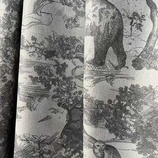 Forest Tale Toile de Jouy Bear Leopard Owl Gray Blackout Animal Chenille Curtains 2