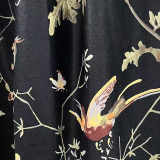 Twilight Songbird Black Velvet Floral Curtain 6