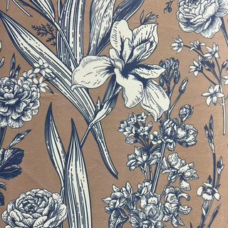 Velours Floraison Brown and Blue Velvet Floral Curtain 7