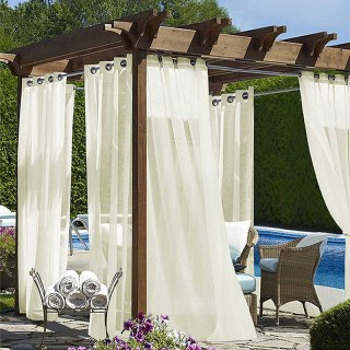 Laguna Outdoor Waterproof Cream Sheer Curtain