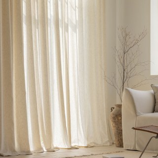 Natures Hug Cream Oatmeal Heavy Linen Sheer Curtain 2