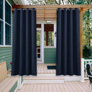 Malibu Waterproof Light Filtering Navy Blue Outdoor Curtain