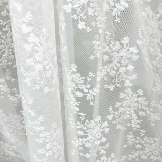 Springtime Bouquet Embroidered Ivory White Floral Sheer Curtain 2