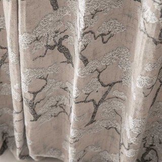 Frosted Bonsai Snow and Pine Mocha Brown Floral Curtain 3