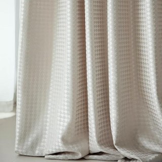 Siren's Satin Cream Off White Shimmering Geometric Curtain 1