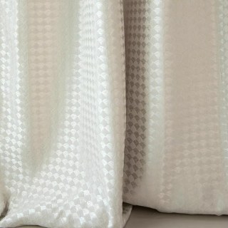 Siren's Satin Cream Off White Shimmering Geometric Curtain 2