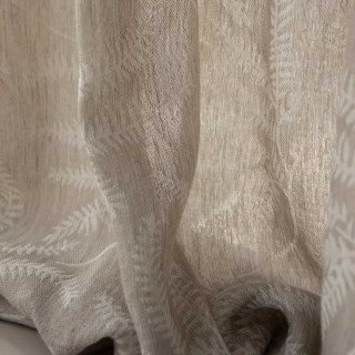 Whispering Fern Oatmeal Premium Linen Wool Blend Heavy Sheer Curtain 2