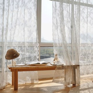 Posey Ivory White Lace Net Curtains 2