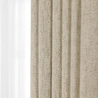 Royale Textured Chenille Mocha Cream Blackout Curtain 1