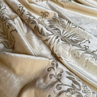 Heritage Luxury Cream and Gold Gilded Damask Velvet Curtains 3